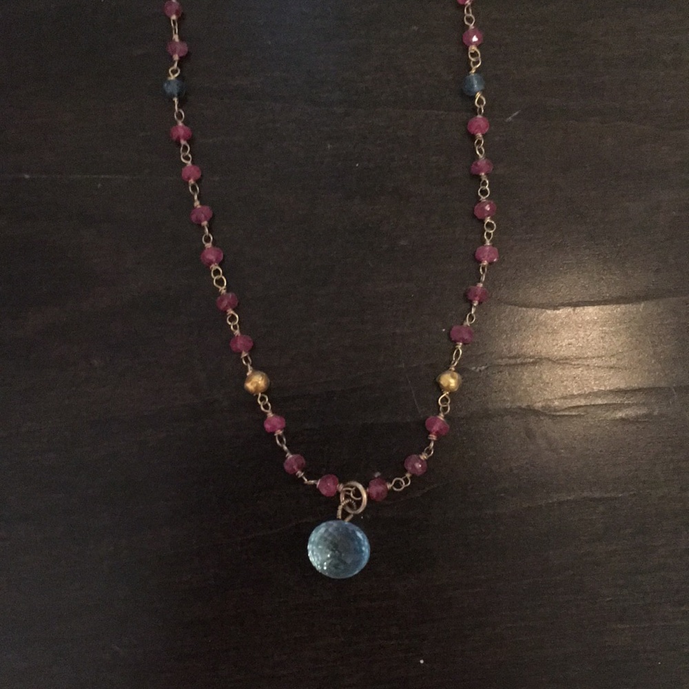 necklace with blue pendant
